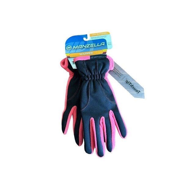 Manzella Women's M/L Pink Black Ivory Equinox Ultra TouchTip Warmer Gloves NEW - Picture 1 of 5